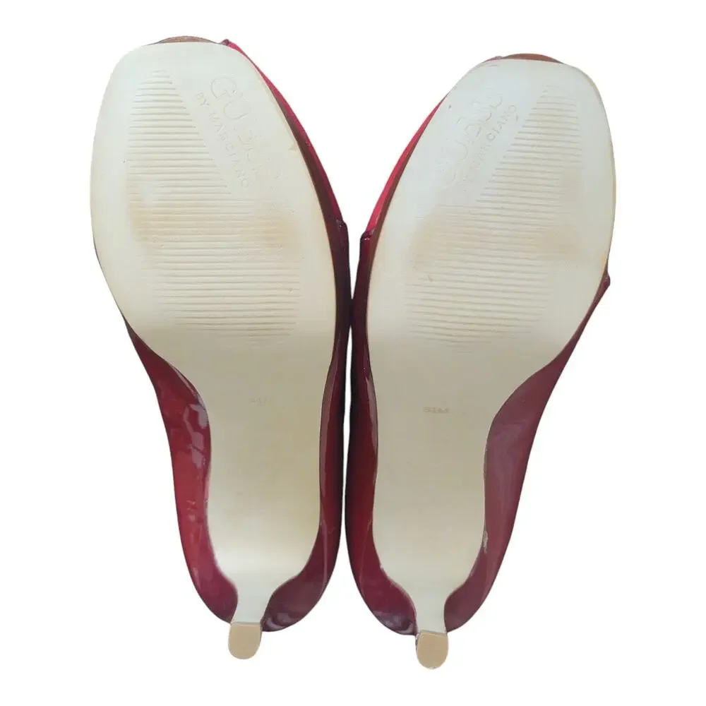 Guess By Marciano High Heels Red Suede Leather Peep Toe Women's US 6.5M‎